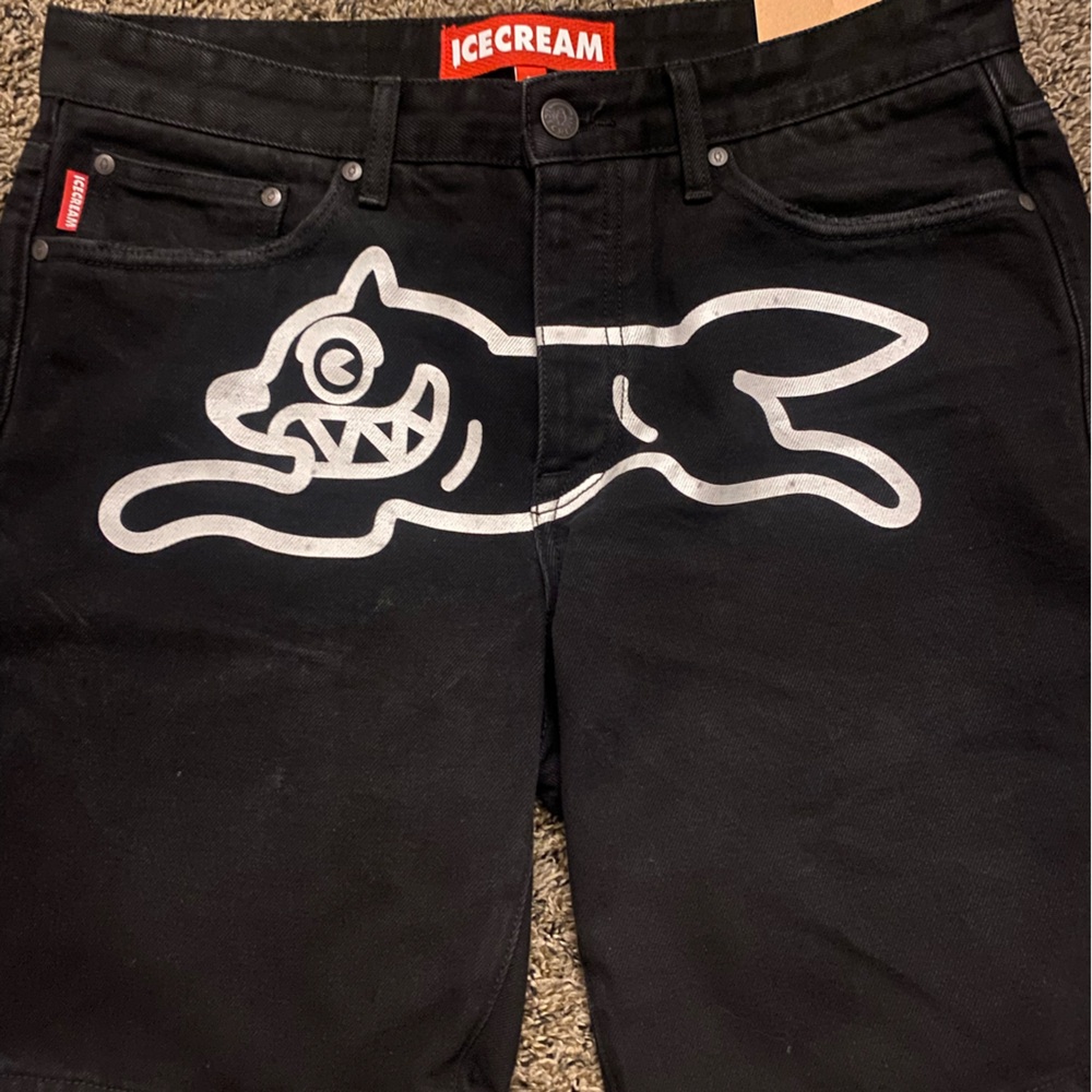 Icecream Black Jeans with Bold White Graphic